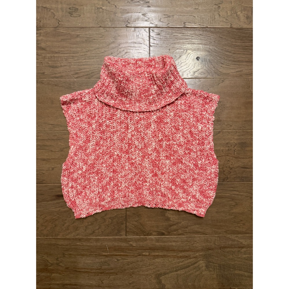 NWT Talulah Sweater Vest Womens S Red White Cotton Cropped Turtleneck Chunky